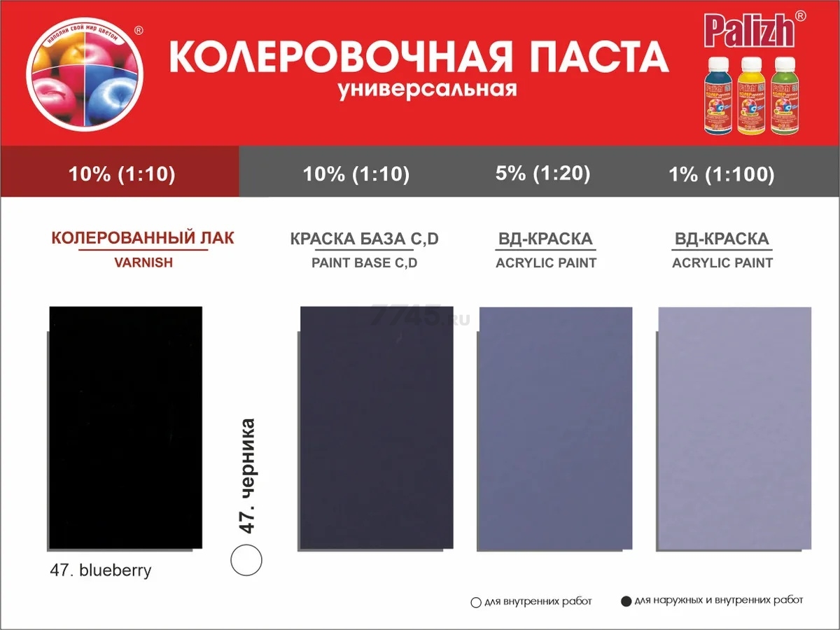 Колер PALIZH Universal Standart N 47 черника 140 г (ST-47-14) - Фото 5