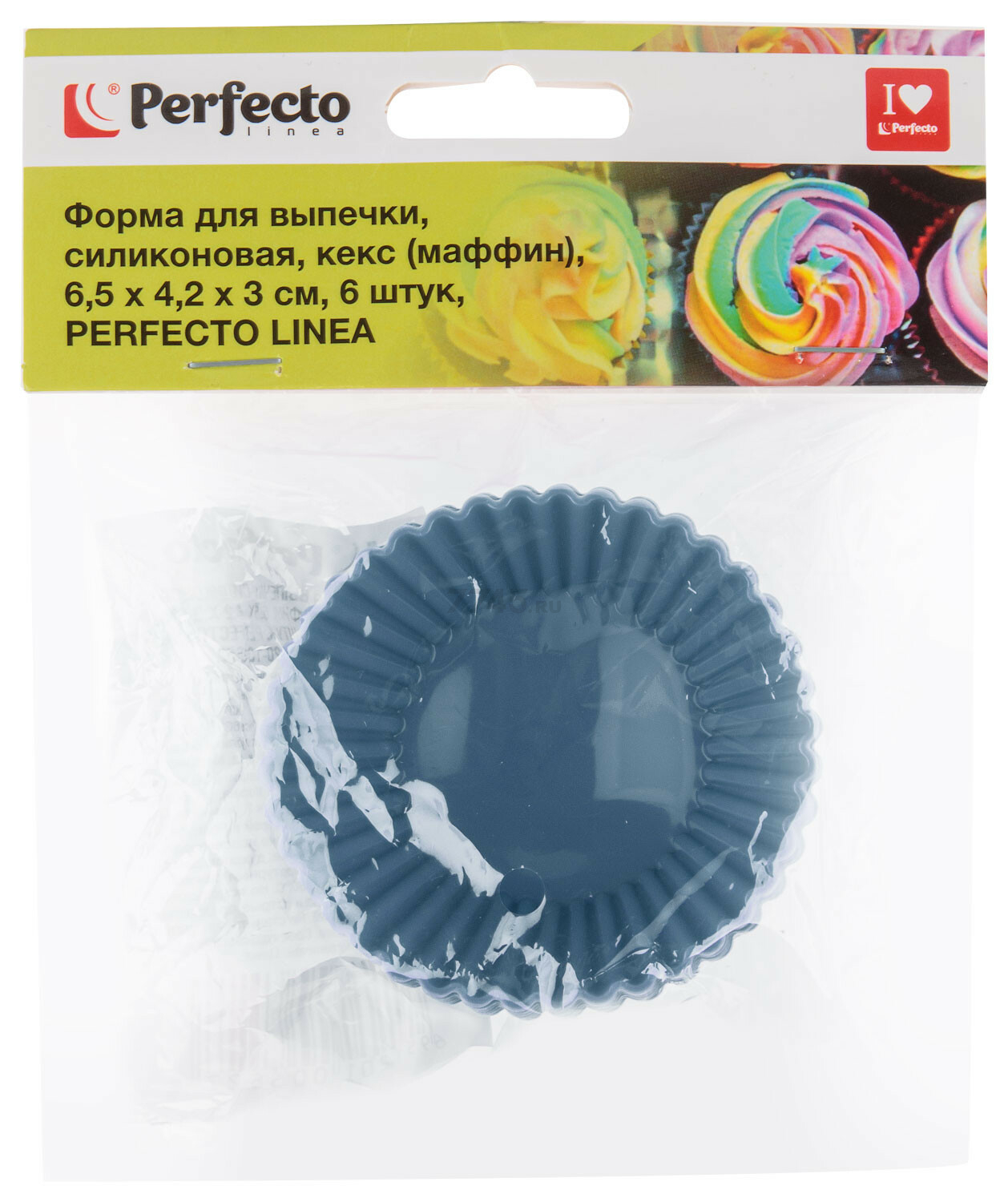 Форма для выпечки силиконовая кекс 6,5 см PERFECTO LINEA Bluestone 6 штук (20-100651) - Фото 3