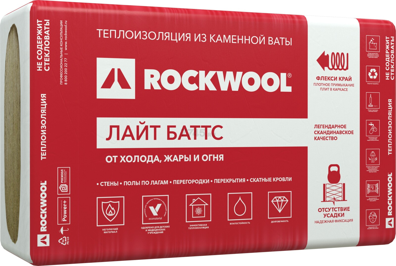 Утеплитель в плитах минвата ROCKWOOL Лайт Баттс купить с доставкой по ...