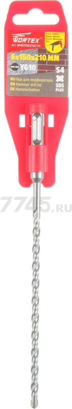 Бур (сверло) SDS-plus 6х150х210 мм WORTEX E2 (WHD1106210C111)
