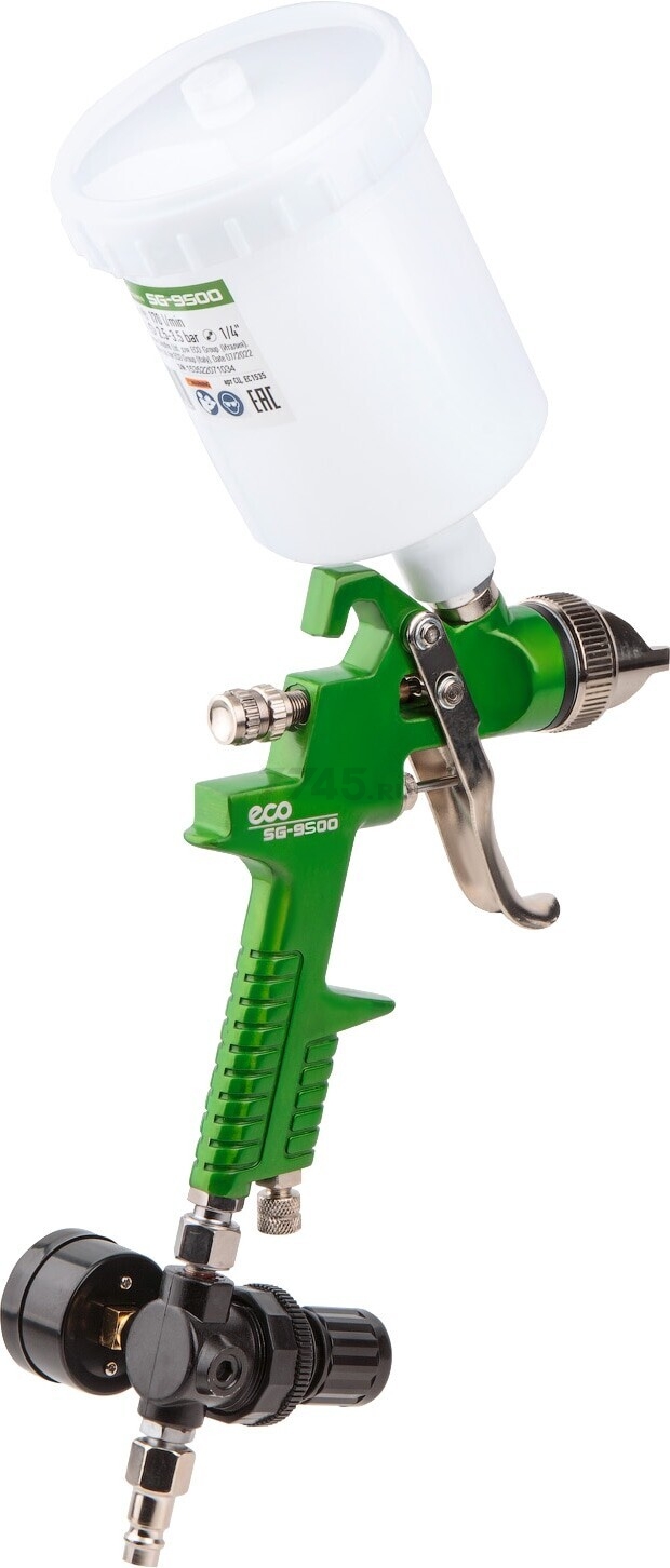 Краскопульт пневматический ECO SG-9500 с манометром (EC1536-01) - Фото 11