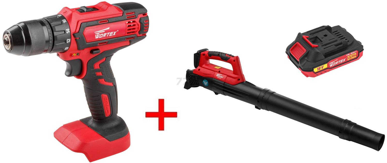 Набор инструмента дрель-шуруповерт аккумуляторная WORTEX BD 1825-1 DLi XLT и воздуходувка аккумуляторная BB 2018 D XLT (1BBD001A29A2)