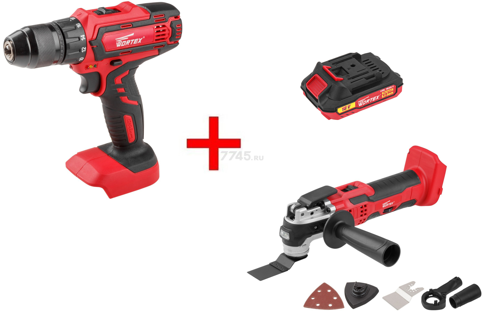 Дрель-шуруповерт аккумуляторная WORTEX BD 1825-1 DLi XLT и Многофункциональный инструмент (реноватор) аккумуляторный СSM 3020 XLT (1BBD001A29A1)