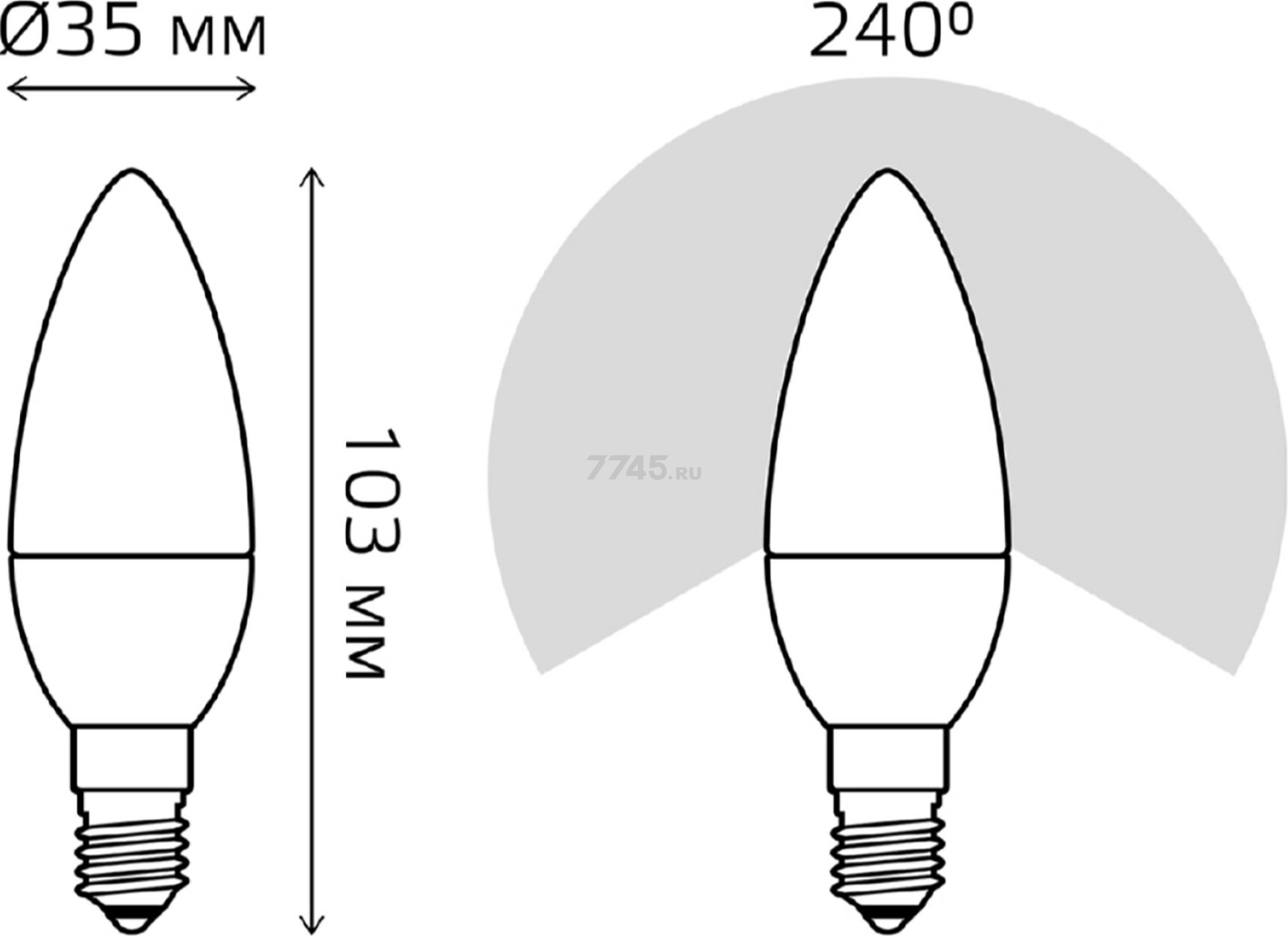 Лампа светодиодная E14 GAUSS Black 6,5 Вт 6500К (103101307) - Фото 5