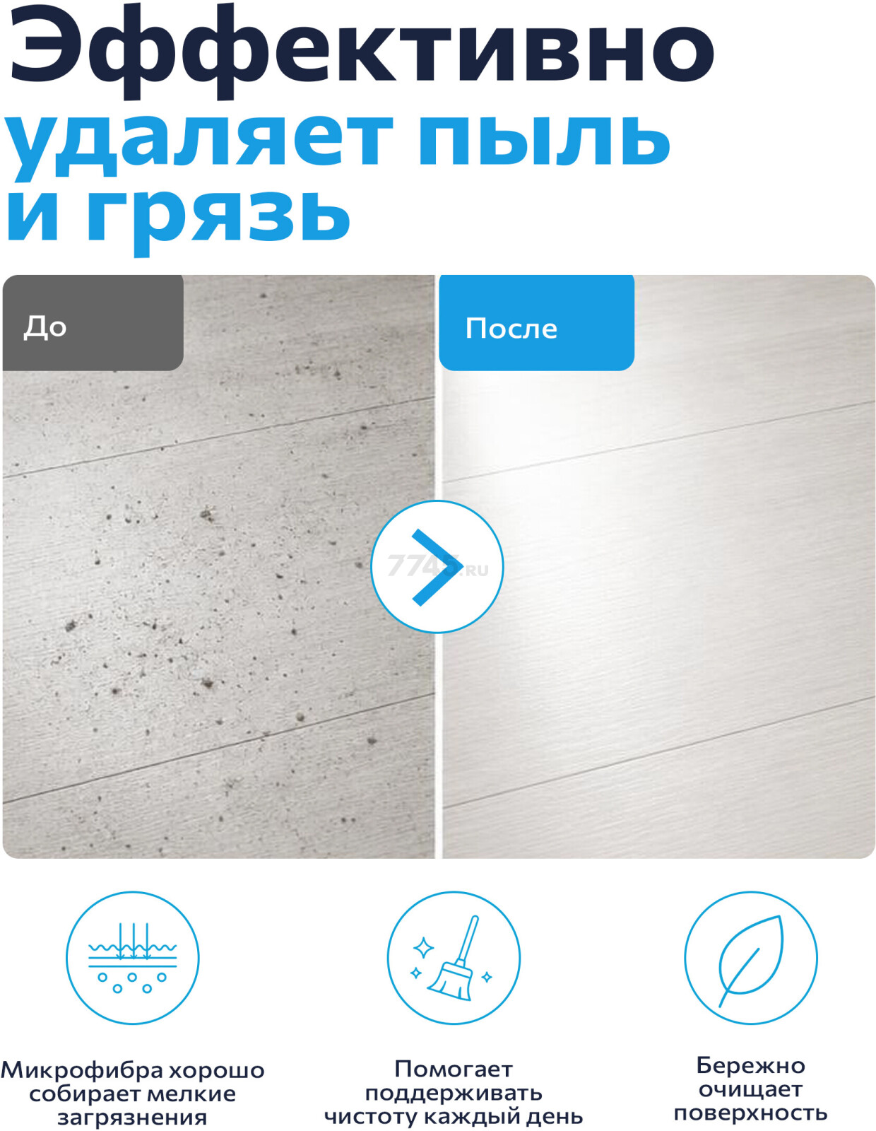 Швабра для пола PERFECTO LINEA Solid с насадкой из микрофибры серая (43-492024) - Фото 7