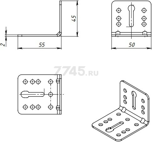 Уголок мебельный 45х55х50 мм белый цинк STARFIX 4 штуки (SMM2-59608-4) - Фото 2