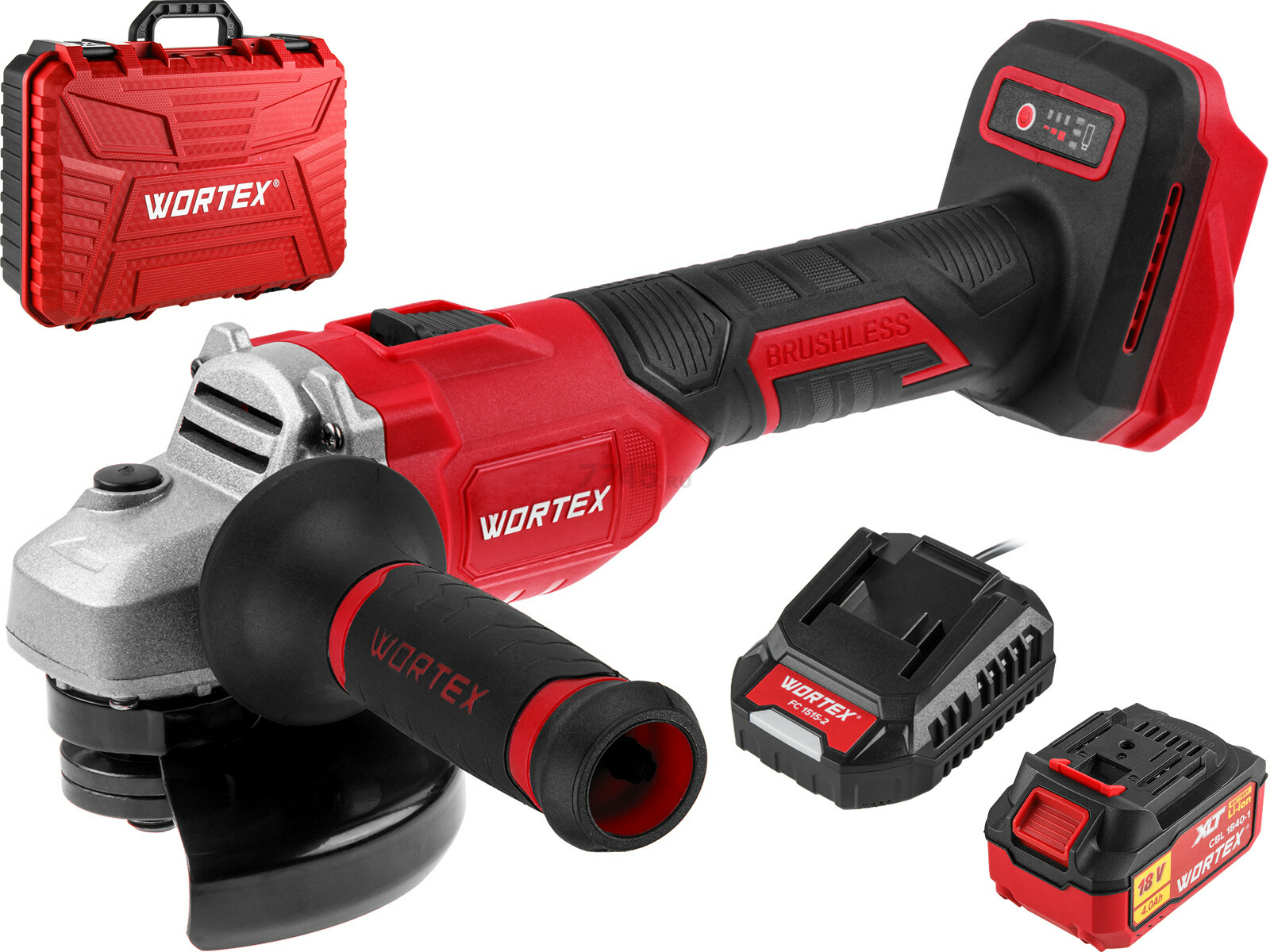 Шлифмашина угловая аккумуляторная WORTEX LX CAG 1812-1 E XLT SET (0329192)