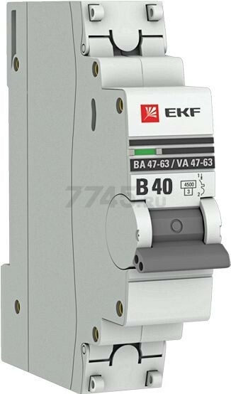 Автоматический выключатель EKF PROxima ВА 47-63 1Р 40А B 4,5кА кА (mcb4763-1-40B-pro)