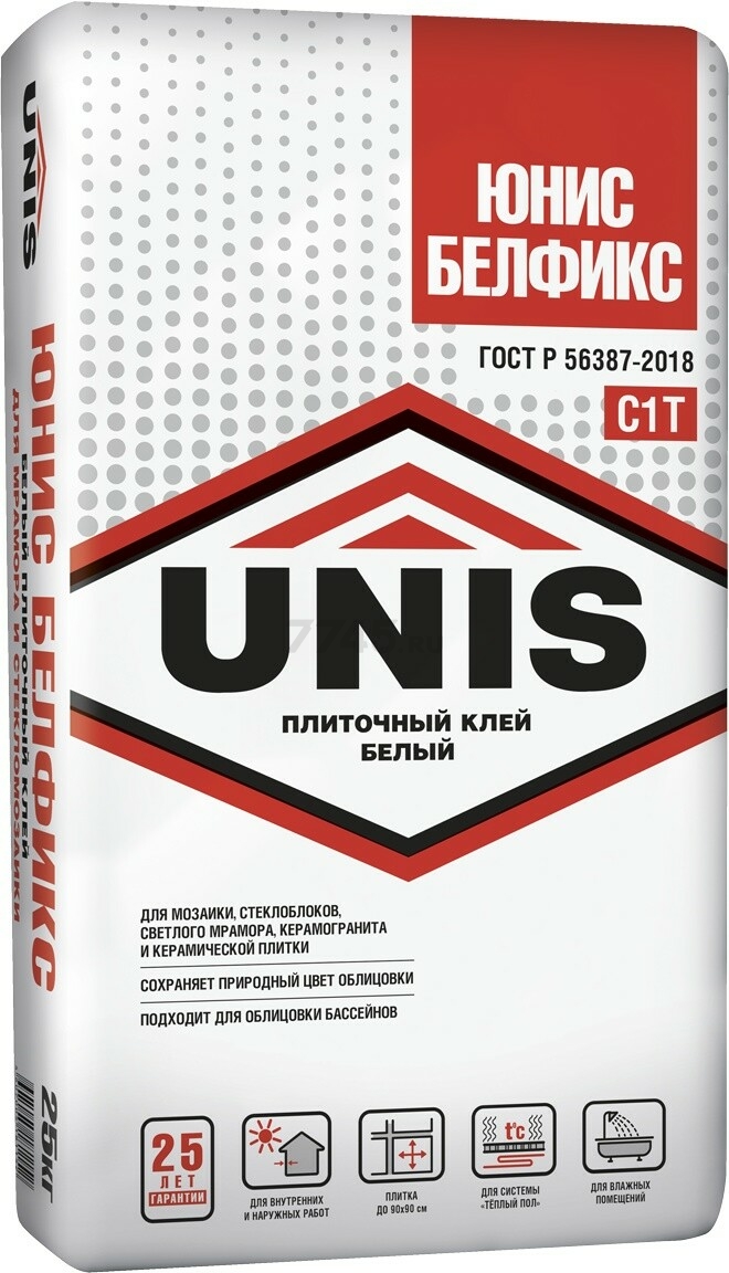Клей для плитки UNIS Белфикс белый 5 кг (238285498)