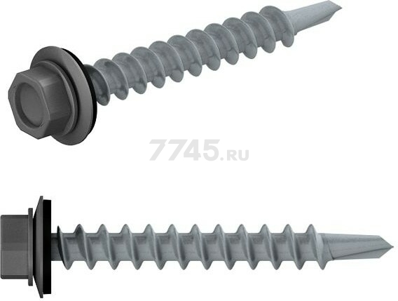 Саморез кровельный 5,5х19 мм цинк шайба с прокладкой PT3 RAL 7024 STARFIX 300 штук (SMC3-32496-300)