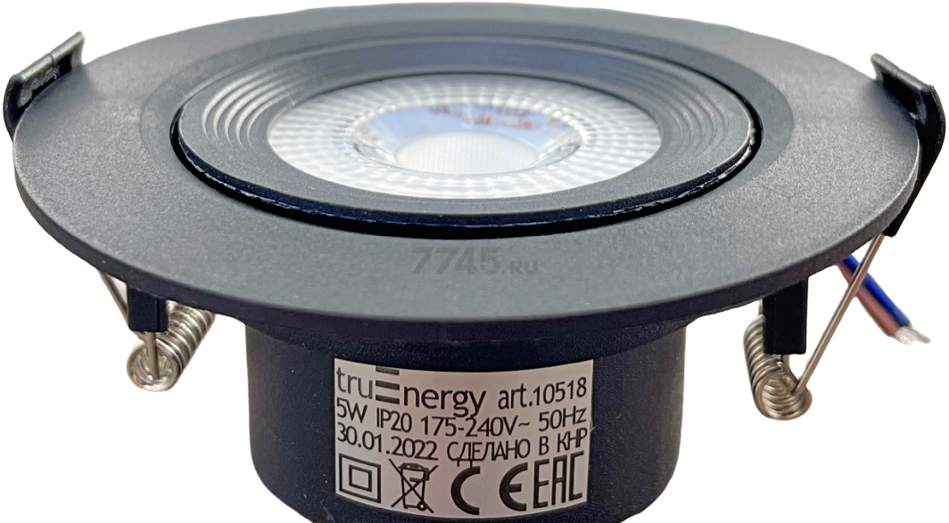 Точечный светильник светодиодный 5 Вт 4000K TRUENERGY Spot круг черный (10518) - Фото 2