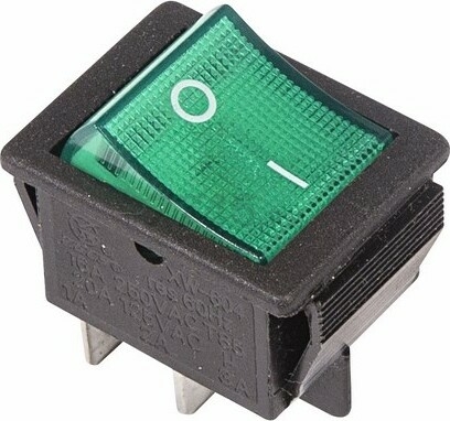 Выключатель клавишный ON-OFF REXANT зеленый с подсветкой 2 штуки (36-2332)