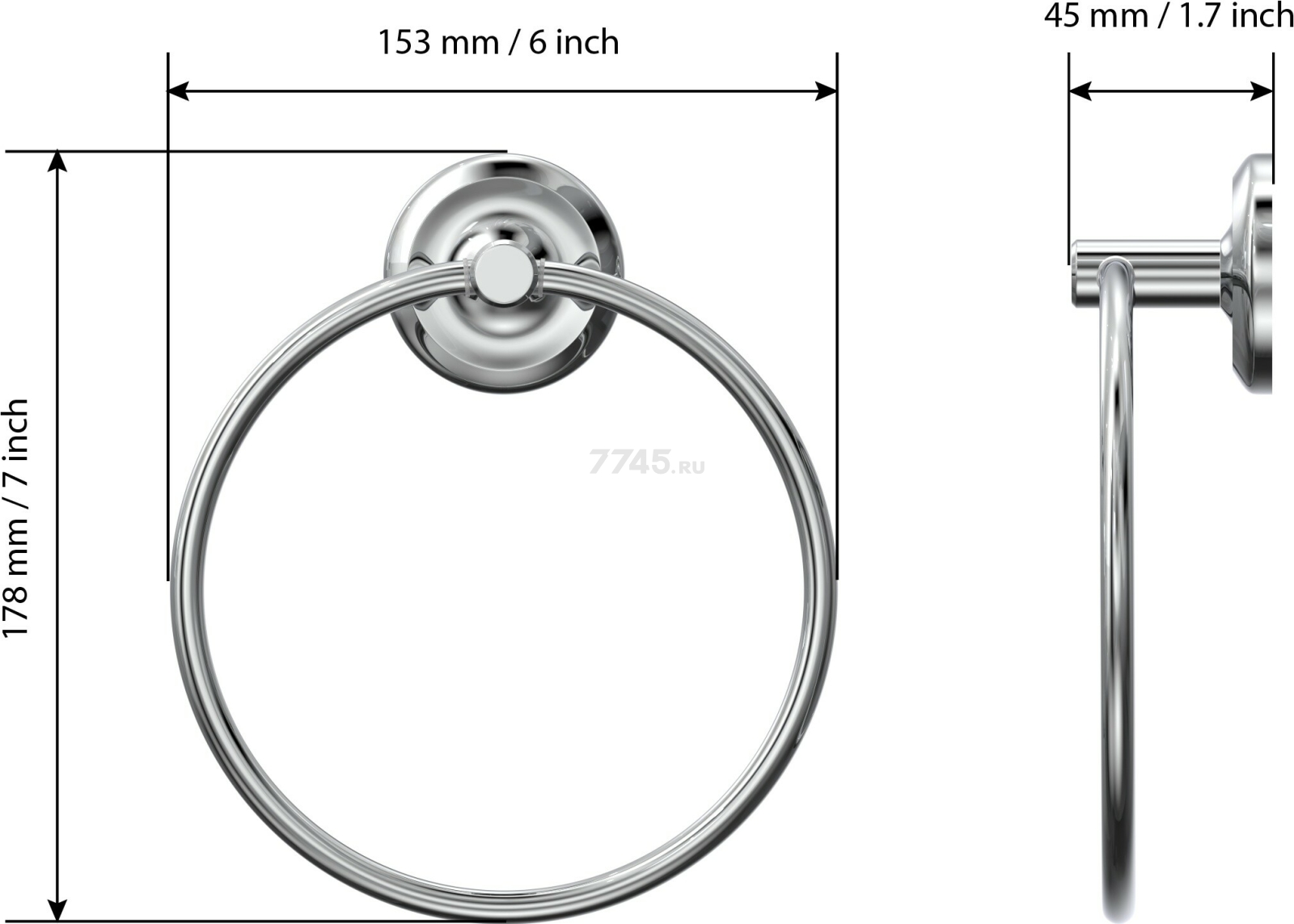 Держатель для полотенец FORA Drop кольцо хром (FOR-DP011) - Фото 3