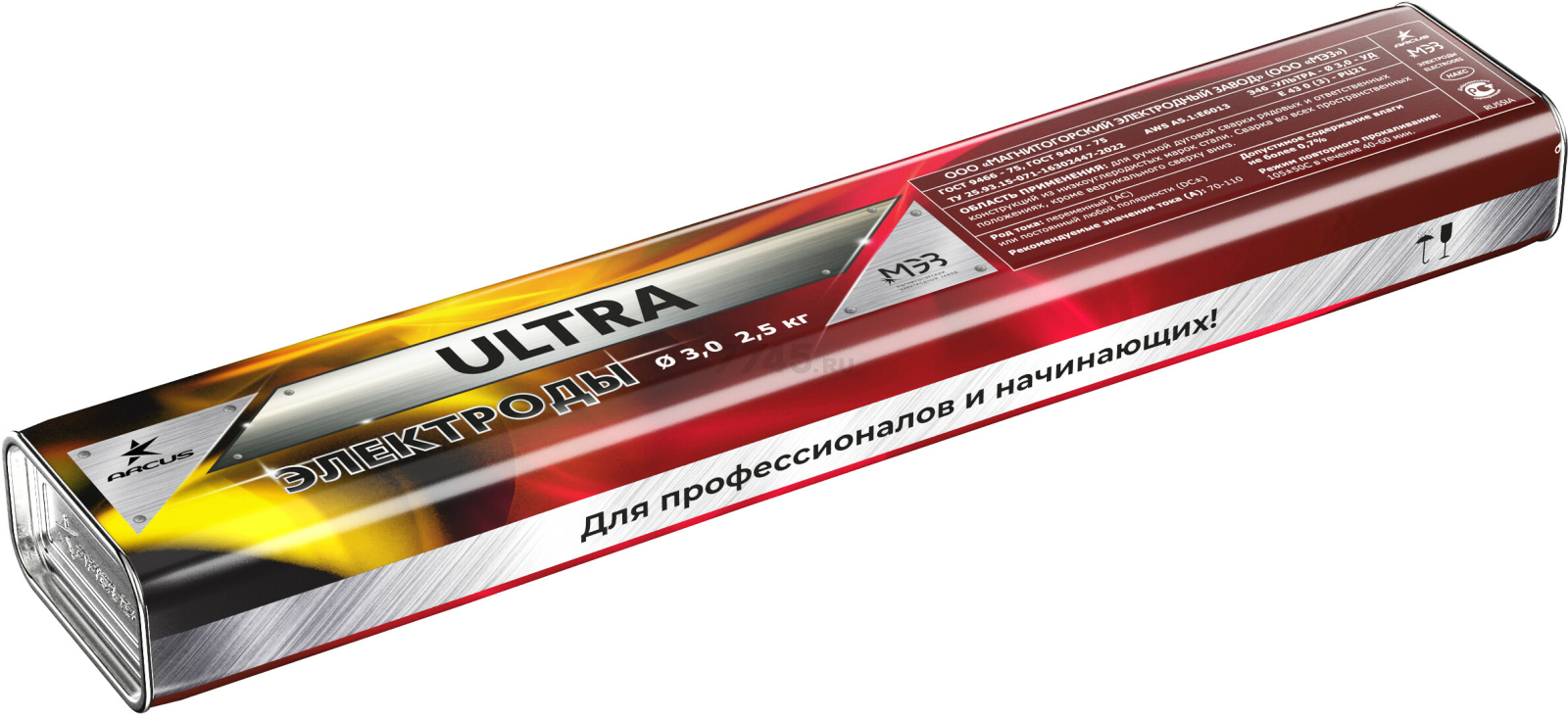 Электрод для углеродистой стали 3 мм МЭЗ/ARCUS Ультра 2,5 кг (4627150031331) - Фото 2