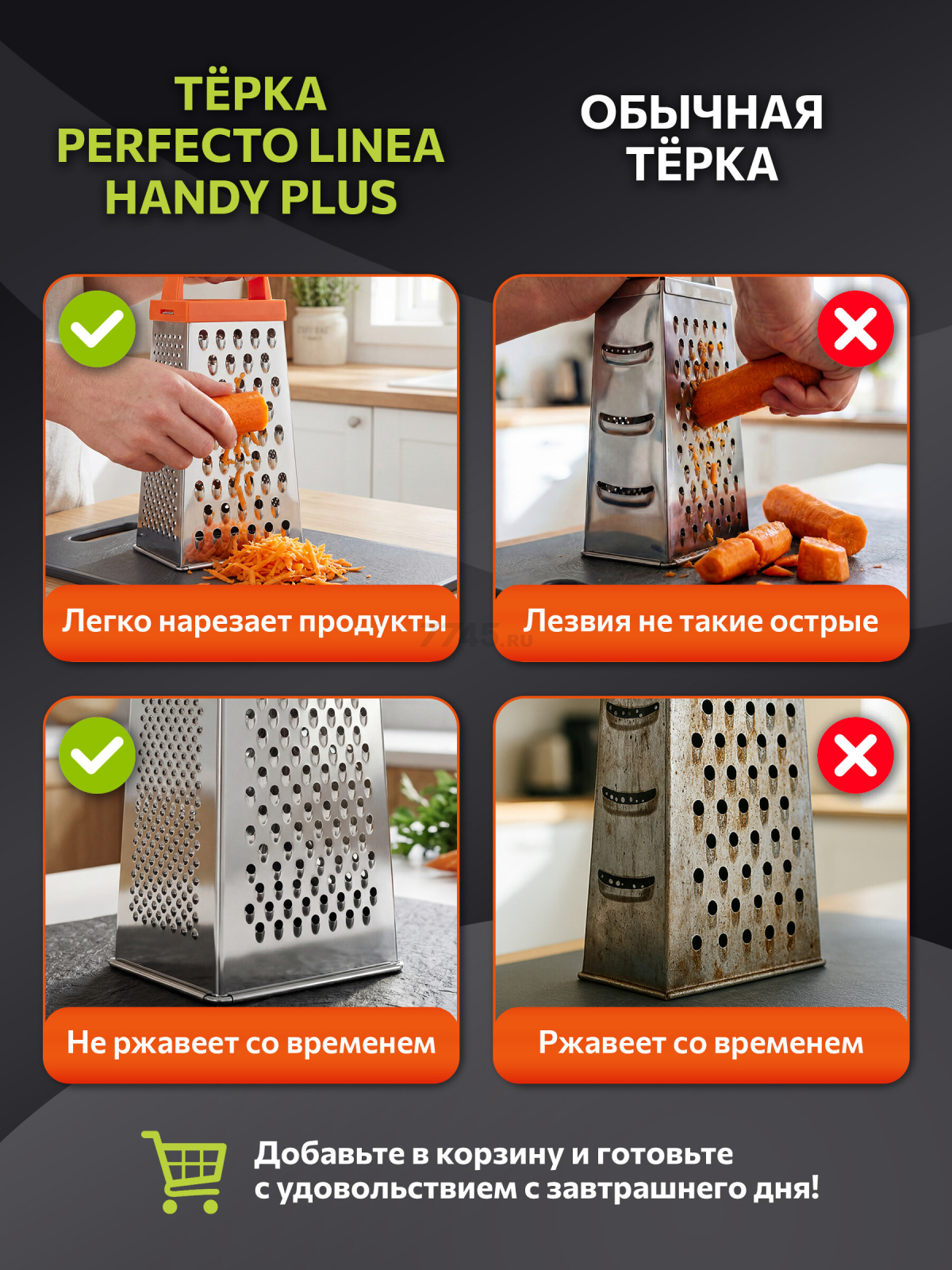 Терка универсальная 4-сторонняя PERFECTO LINEA Handy Plus (21-682336) - Фото 4