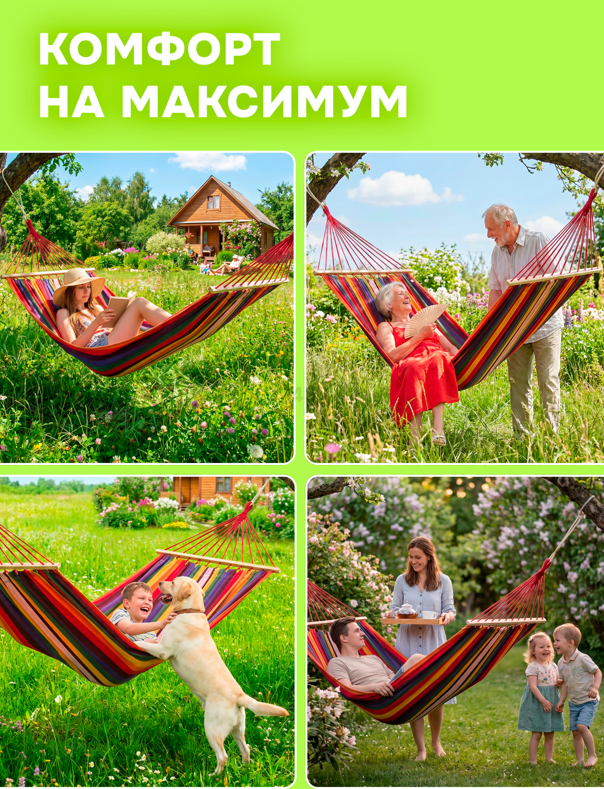 Гамак с планками ARIZONE Garden 220х160 см оранжевый (28-102231) - Фото 4