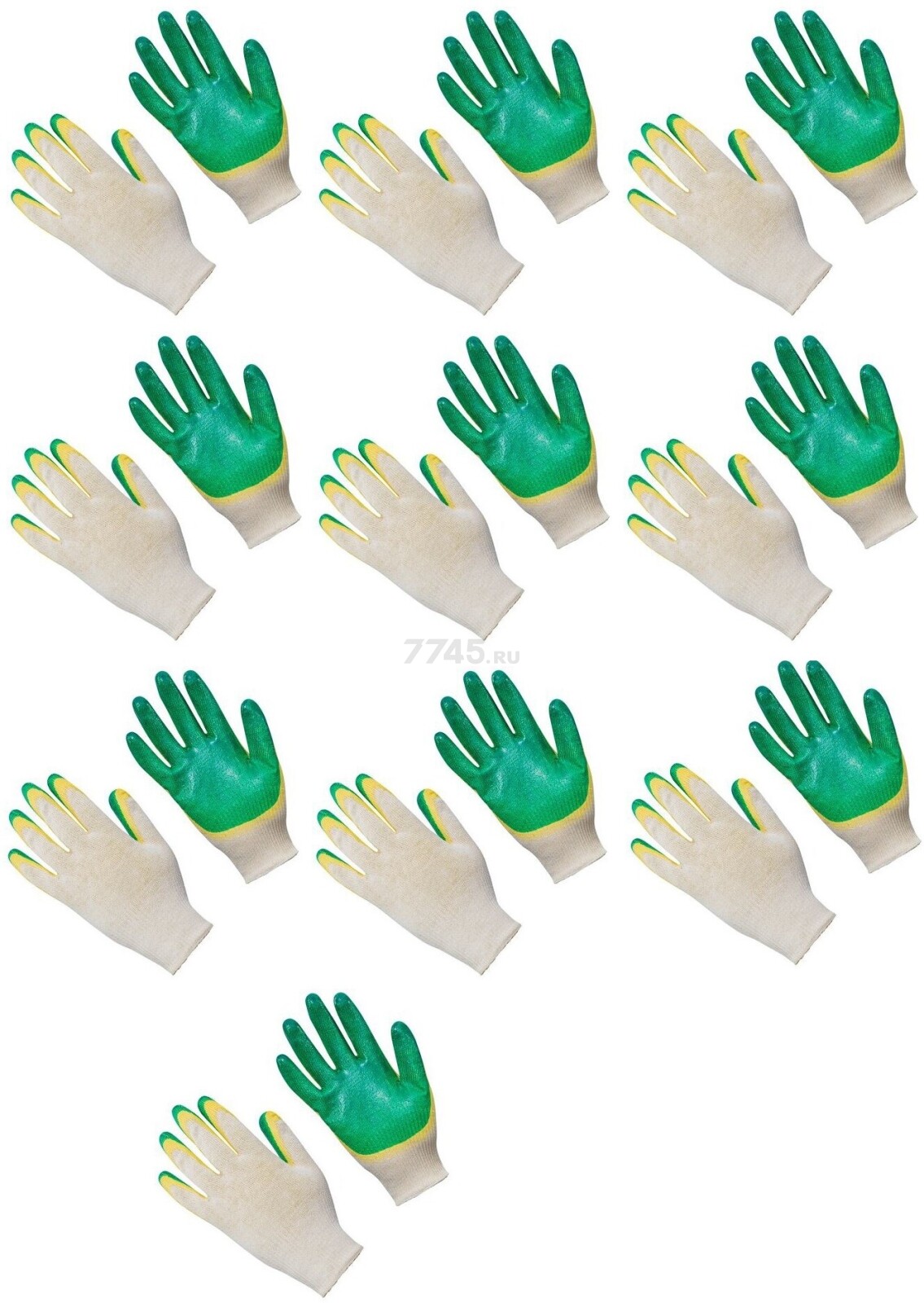 Перчатки хлопчатобумажные с латексным покрытием ВОЛАТ размер 8 10 пар (65101-08) - Фото 3