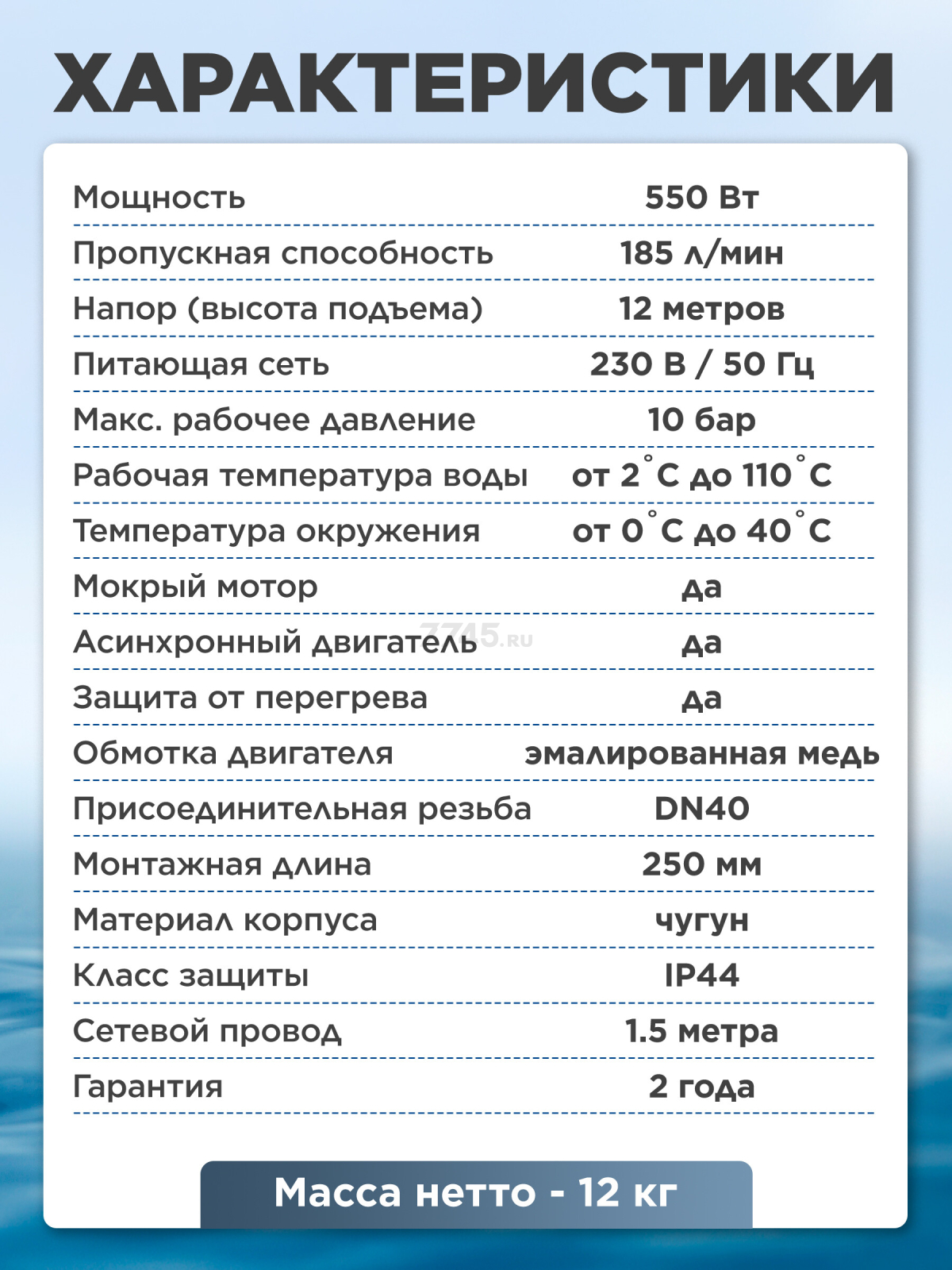 Насос циркуляционный A&P Titan Pro WRS40-550-F (AP118TP003) - Фото 6