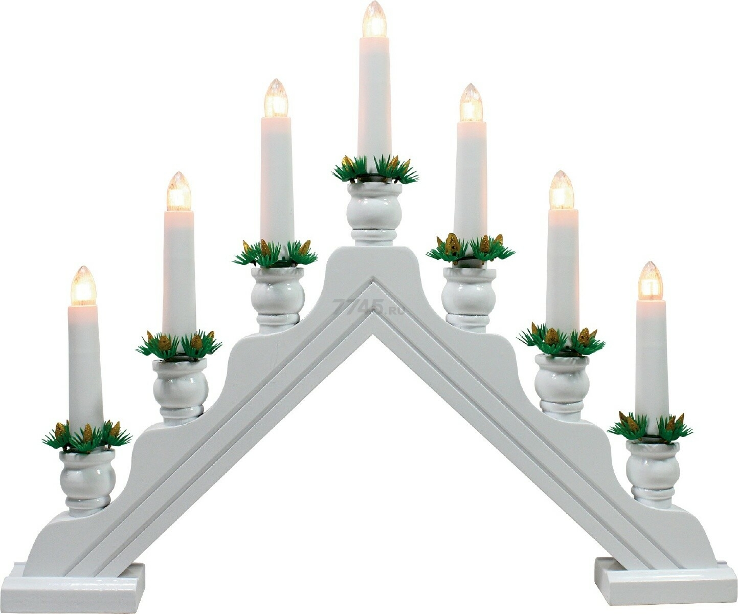 Фигура с подсветкой UNIEL UDL-L7301-007/SWA/WW WHITE BRIDGE Новогодняя горка 7 свечек