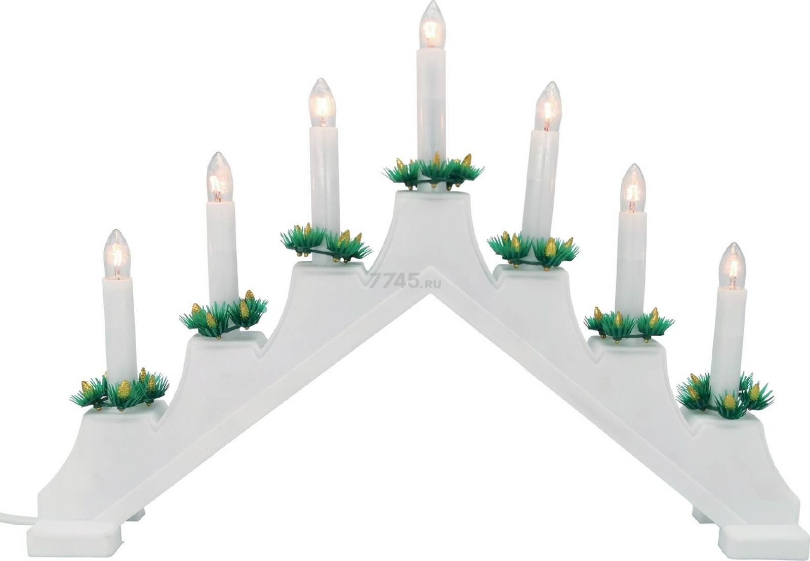 Фигура с подсветкой UNIEL UDL-L7101-007/SWA/WW WHITE BRIDGE Новогодняя горка 7 свечек