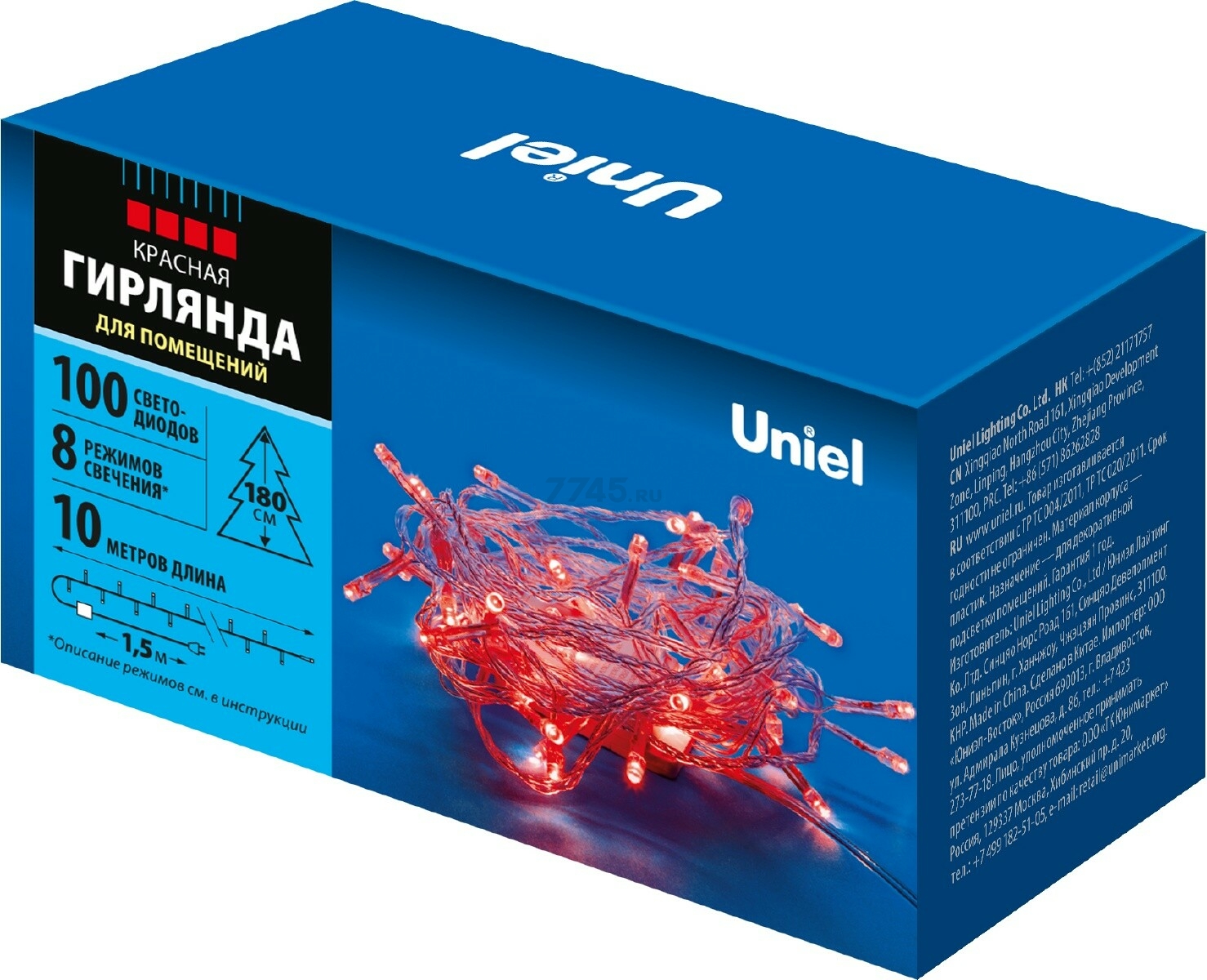 Гирлянда новогодняя светодиодная UNIEL ULD-S1000-100/DTA RED IP20 10 м 100 диодов красный - Фото 2