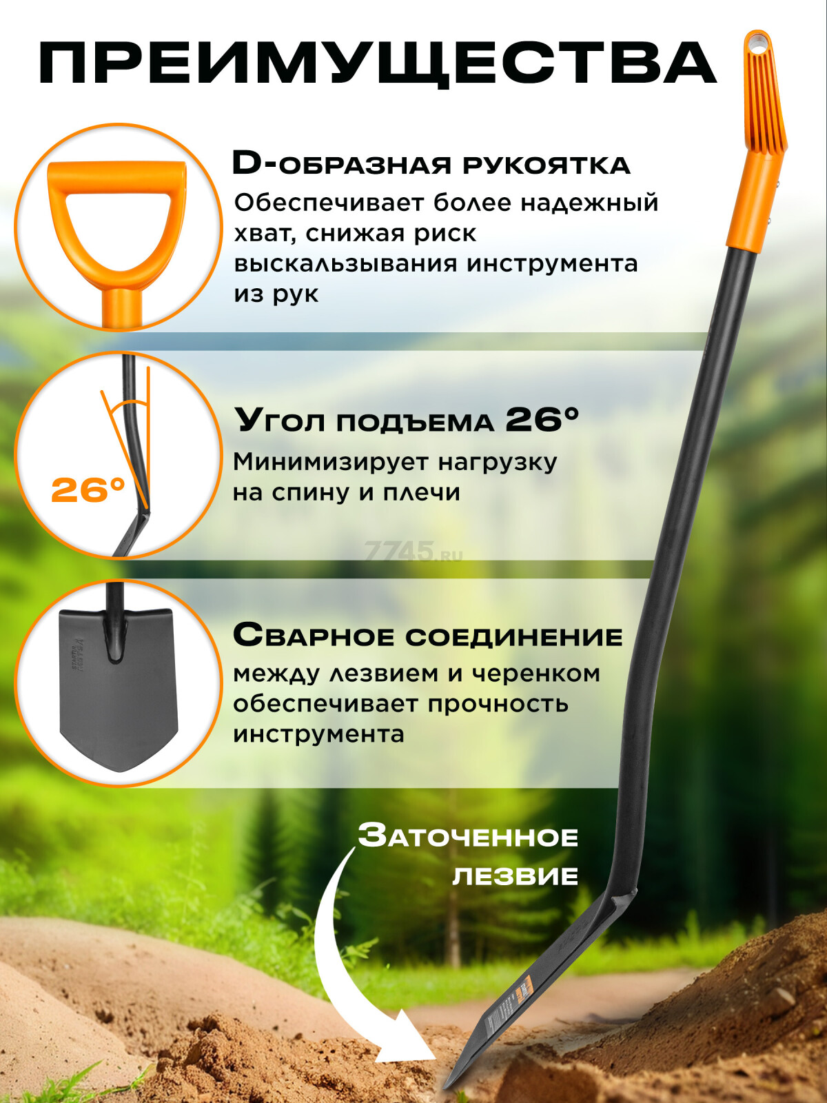 Лопата штыковая STARTUL Metsa (ST6080-01) - Фото 2