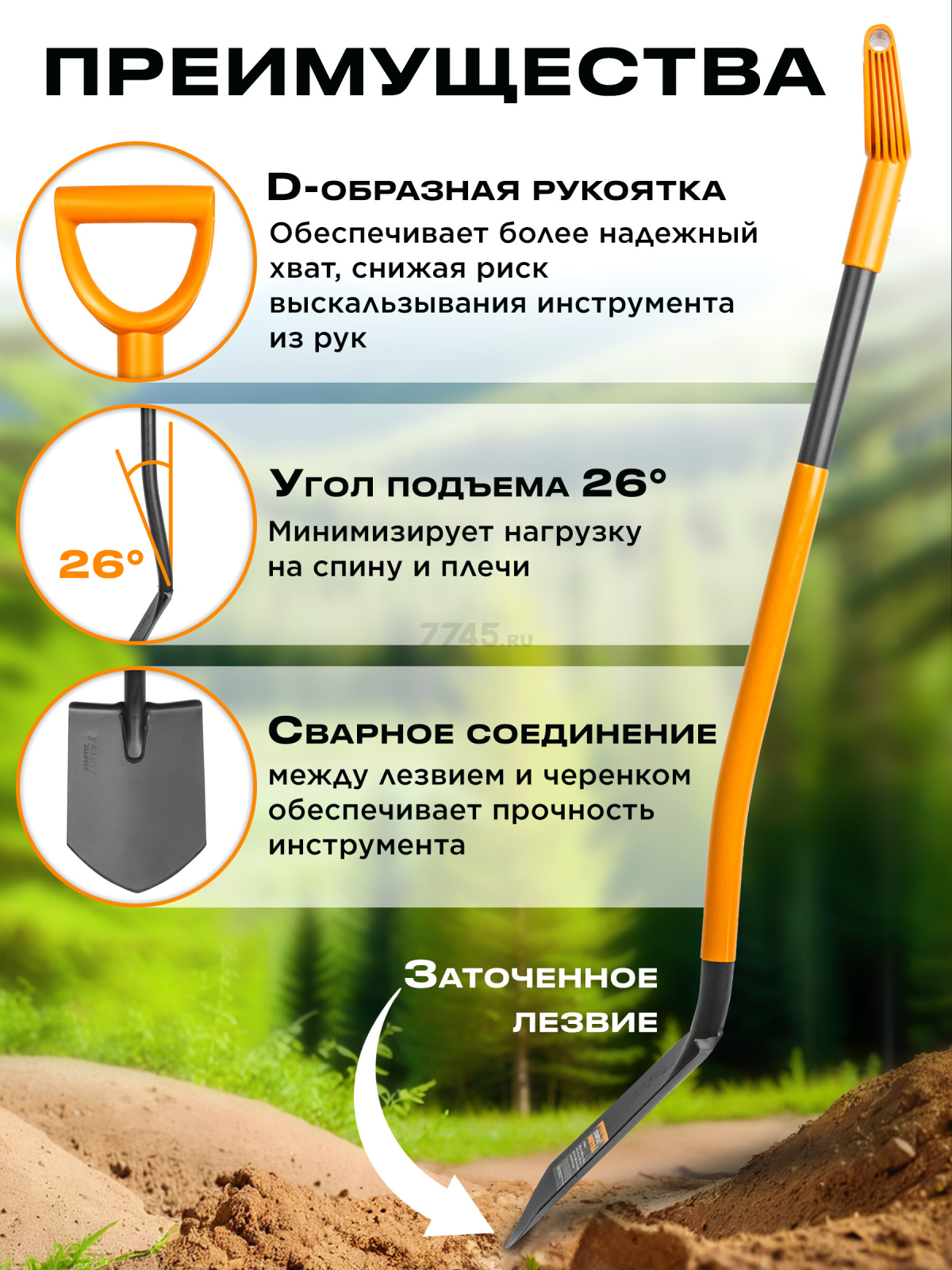 Лопата штыковая STARTUL Metsa (ST6080-02) - Фото 3