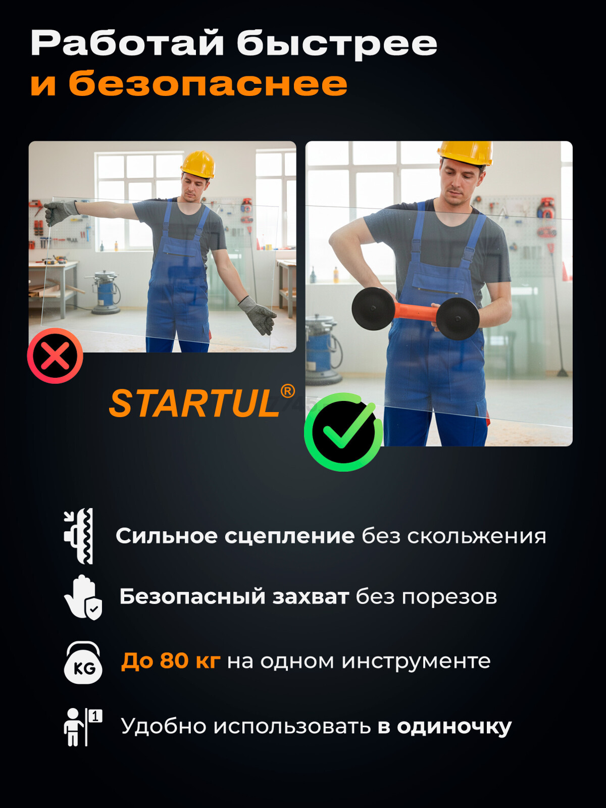 Стеклодомкрат пластиковый двойной STARTUL STANDART (ST4110-02) - Фото 3
