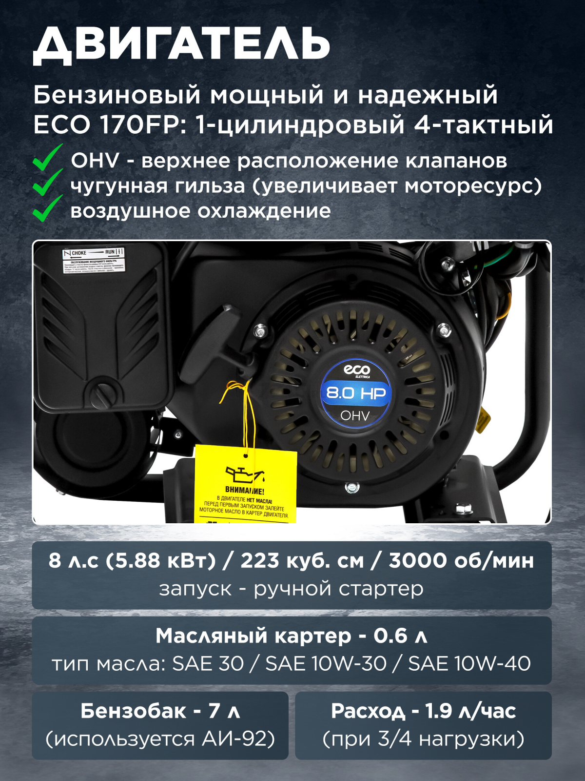 Генератор инверторный бензиновый ECO PE-4000RSI (EC1562-8) - Фото 6