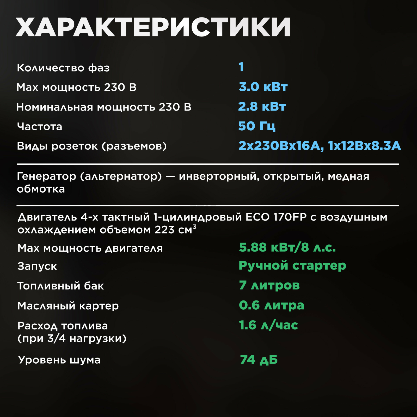 Генератор инверторный бензиновый ECO PE-3000RSI (EC1561-7) - Фото 3