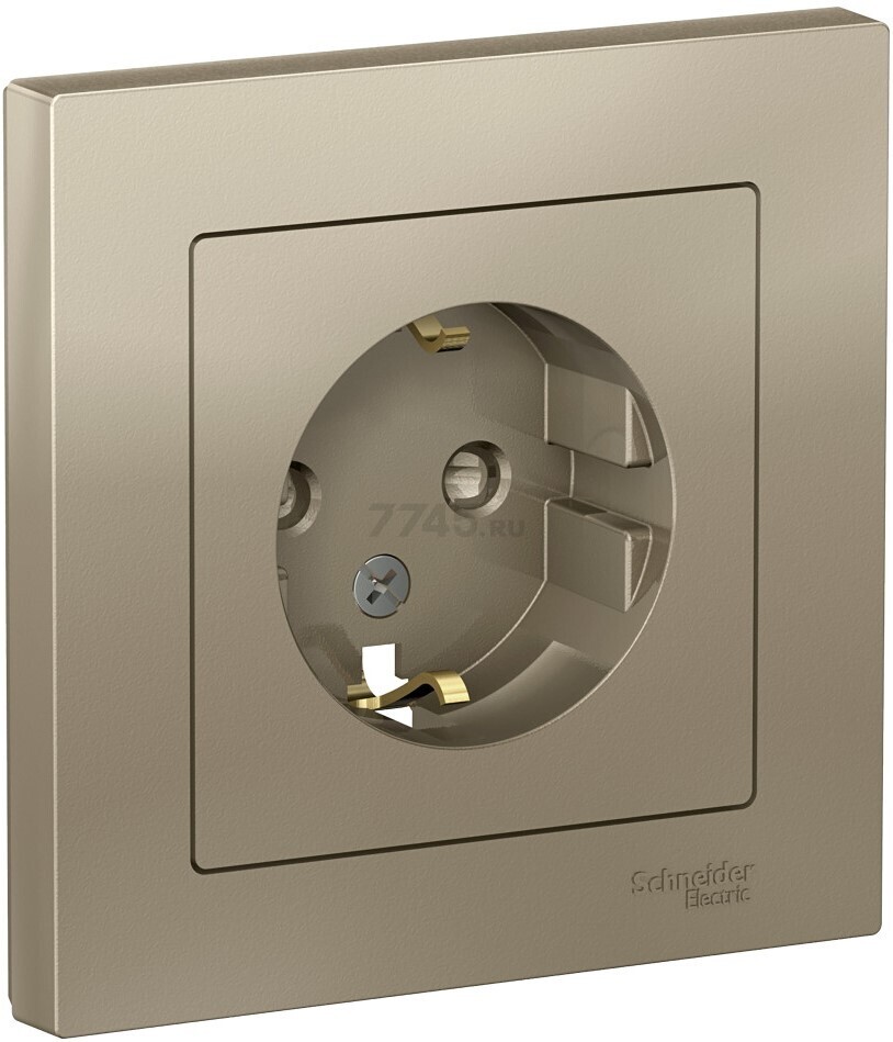 Розетка скрытая с заземлением и шторками SYSTEME (SCHNEIDER) ELECTRIC AtlasDesign шампань (ATN000544)