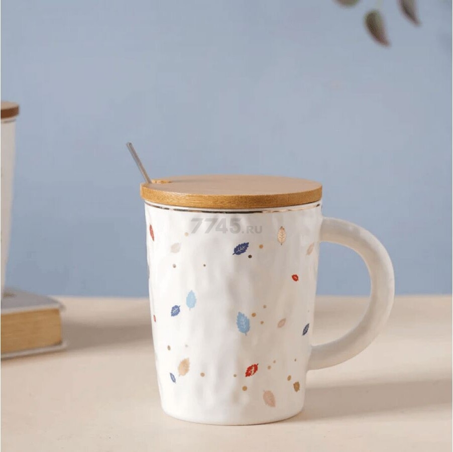 Кружка керамическая PERFECTO LINEA Autumn foliages с крышкой и ложкой 360 мл (30-851060) - Фото 6