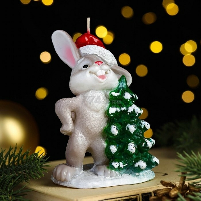 Свеча Кролик новогодний 12х7,5 см (9083762) - Фото 6