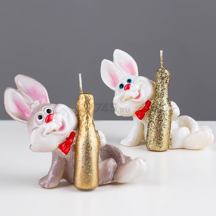 Свеча Кролик с шампанским 9х8 см (9083764) - Фото 3