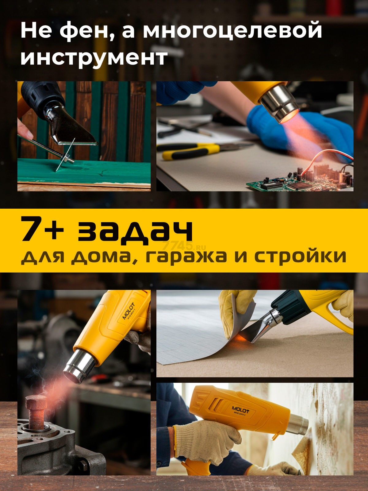 Фен строительный (термовоздуходувка) MOLOT MHG 6020-1 (0334325) - Фото 2