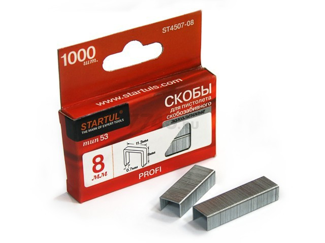 Скобы закаленные 8 мм тип 53 1000 штук STARTUL PROFI (ST4507-08) - Фото 5