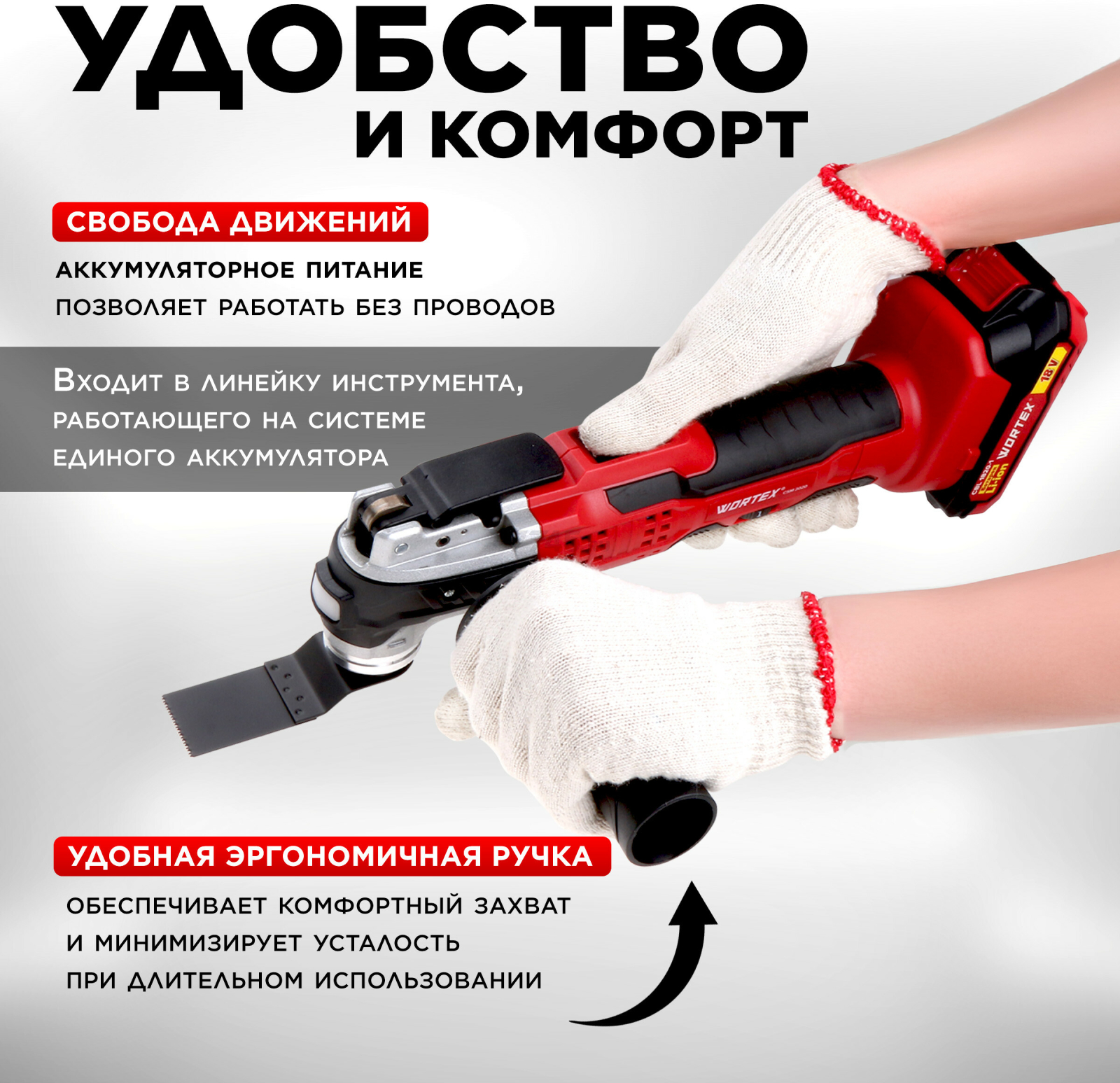 Многофункциональный инструмент (реноватор) аккумуляторный WORTEX СSM 3020 XLT SET (0325246) - Фото 4