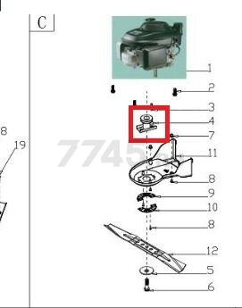 Ступица ножа для газонокосилки GUNTER LMB-530SV (G34AWX00000)