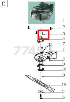 Шпонка ступицы ножа для газонокосилки GUNTER LMB-530SV (BE005W00000)