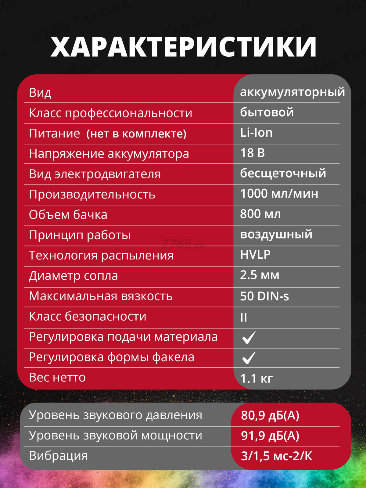 Краскораспылитель аккумуляторный WORTEX CPS 1808 XLT SOLO (0333263) - Фото 7