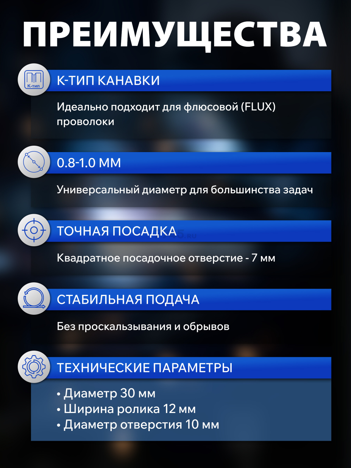 Ролик подающий для проволоки SOLARIS 0,8-1,0 мм K-тип (WA-2435) - Фото 2