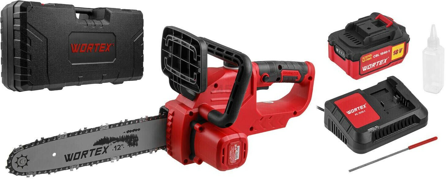 Пила цепная аккумуляторная WORTEX CEC 3018 XLT SET (0333224) - Фото 2