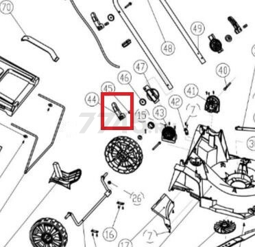 Рукоятка фиксации для газонокосилки WORTEX CLM3836 (SC8A110-J-44)
