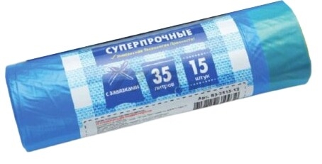 Пакеты для мусора с завязками РОМАШКА Надежные сверхрочные 35 л 15 штук синие (ВЗ0351512)
