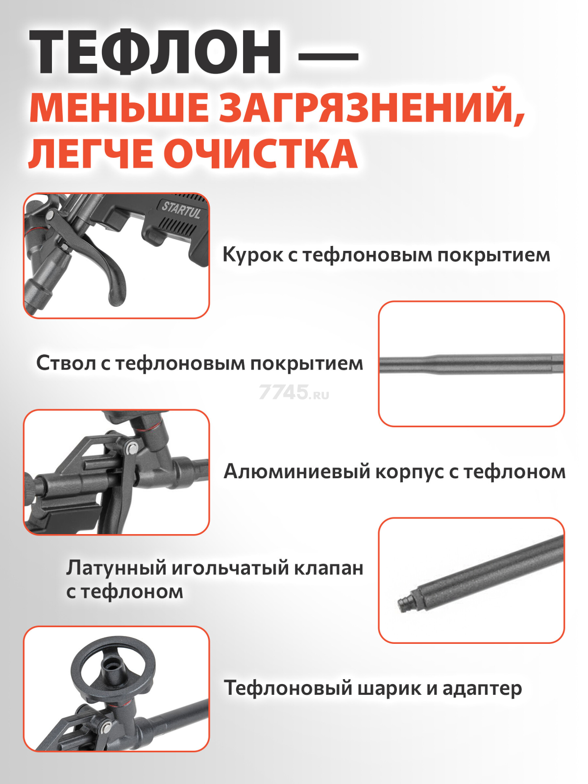 Пистолет для монтажной пены тефлоновый STARTUL PROFI (ST4057-2) - Фото 3