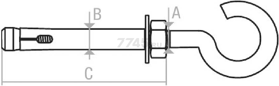 Анкер с крюком М6х8х45 мм STARFIX 100 штук (SM-95677-100) - Фото 3