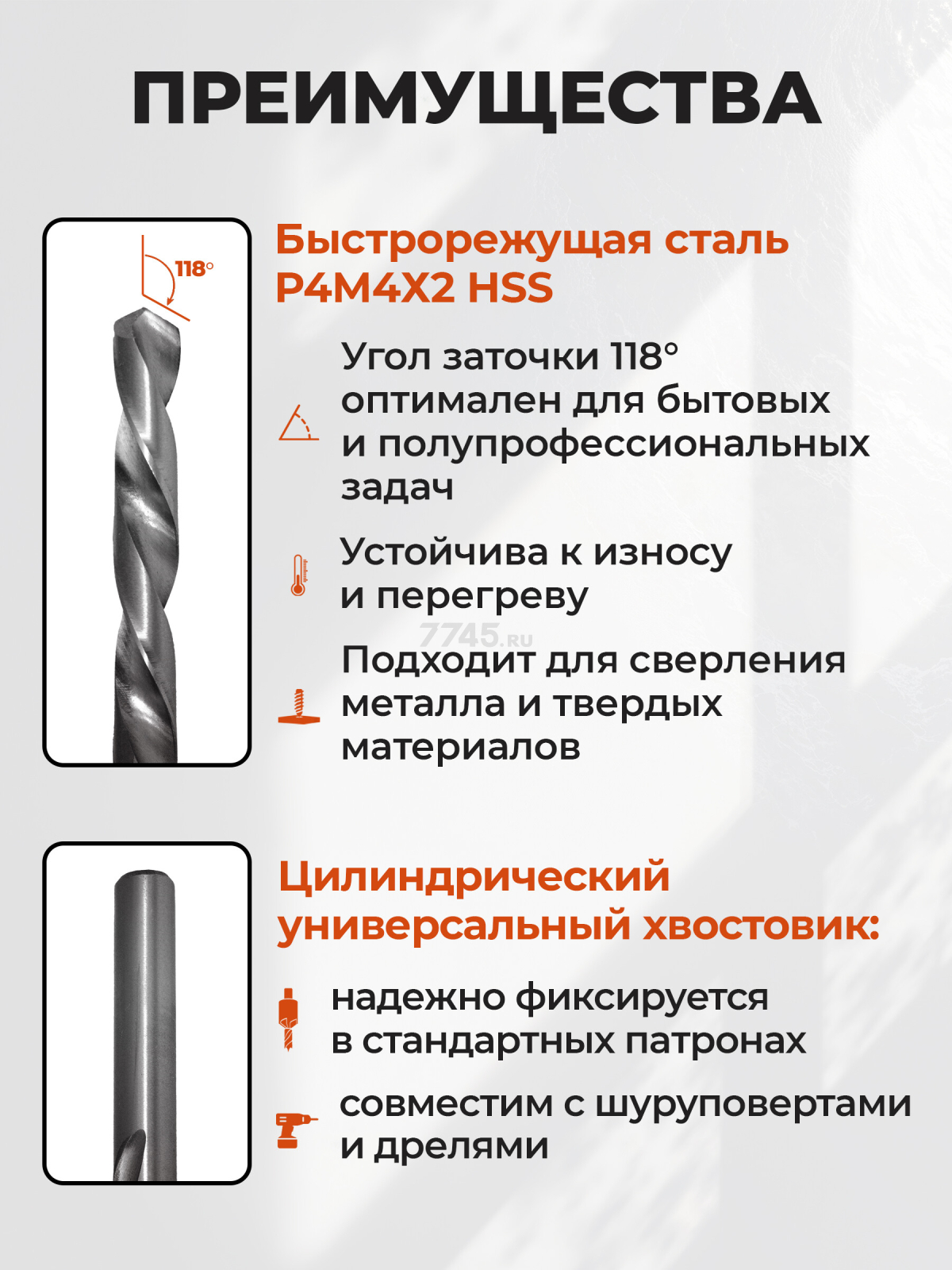 Набор сверл по металлу 1-13 мм 25 штук GEPARD (GP0301-25) - Фото 2