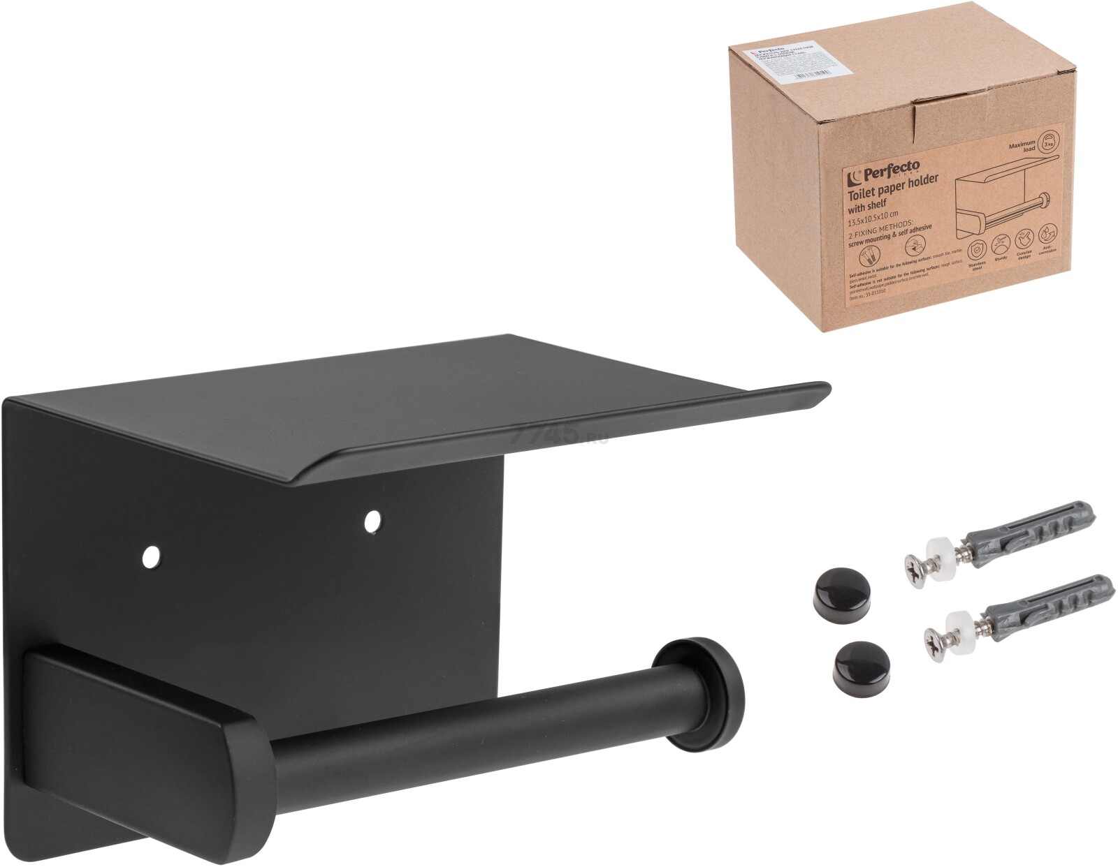 Держатель для туалетной бумаги PERFECTO LINEA с полкой (35-031010) - Фото 5