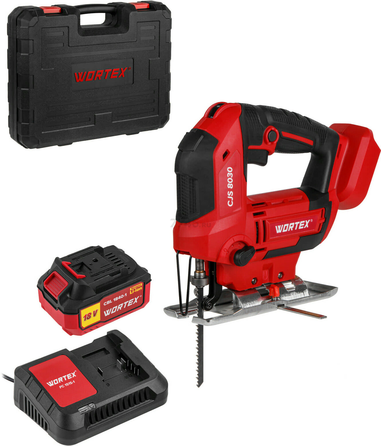 Лобзик аккумуляторный WORTEX CJS 8030 XLT SET (1333371) - Фото 7
