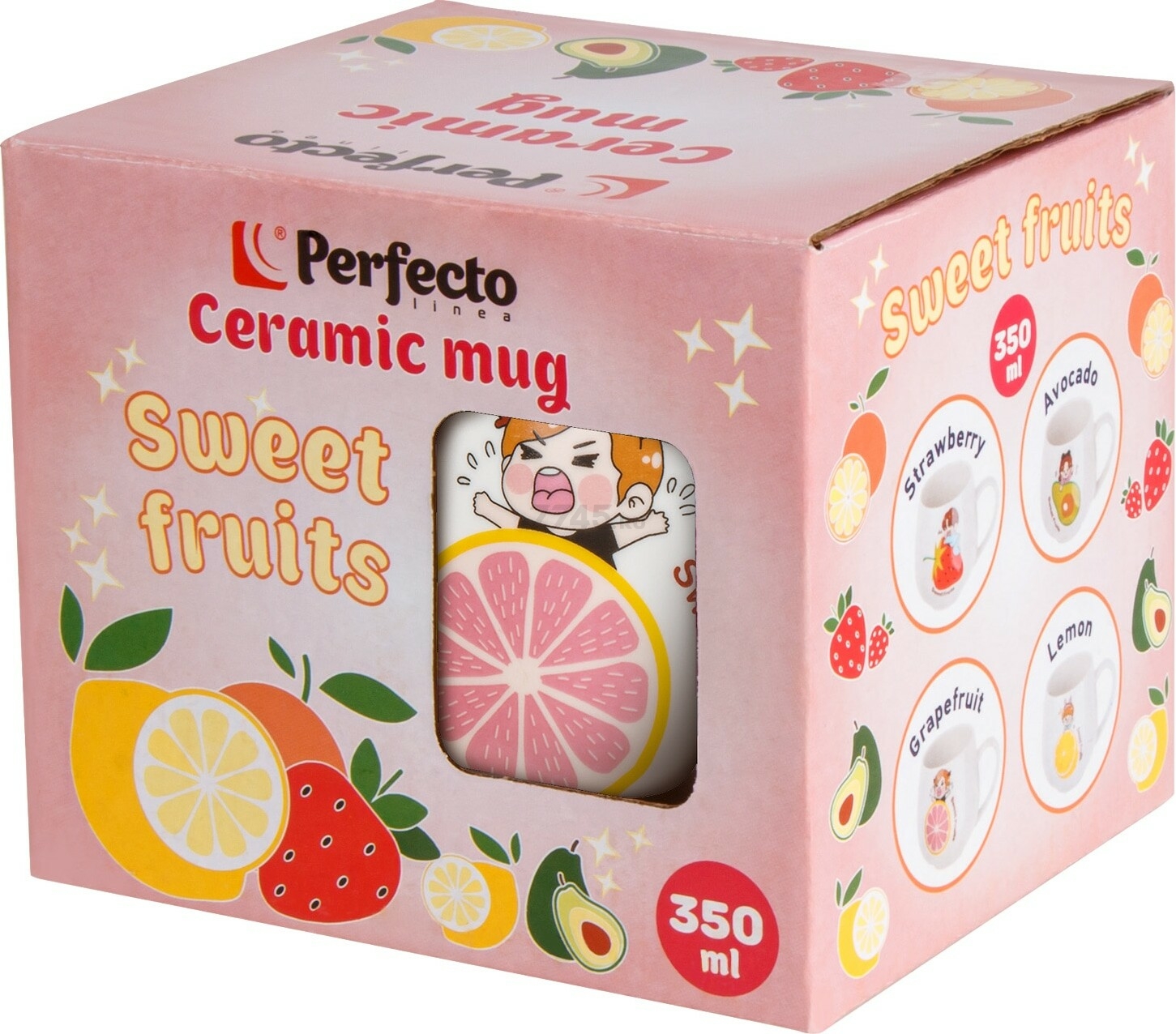 Кружка керамическая PERFECTO LINEA Sweet fruits грейпфрут 350 мл (17-301112) - Фото 3